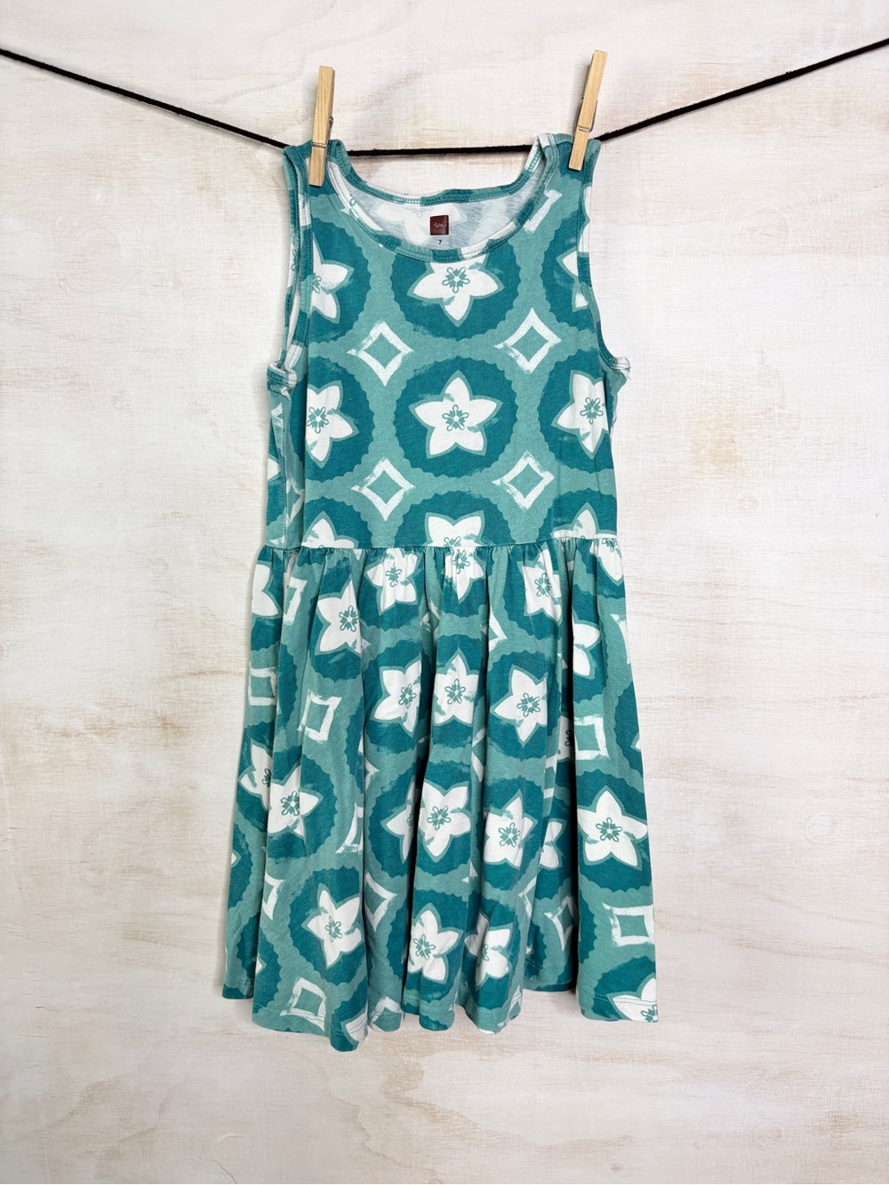 Tea Collection Teal and White Floral Tank Dress